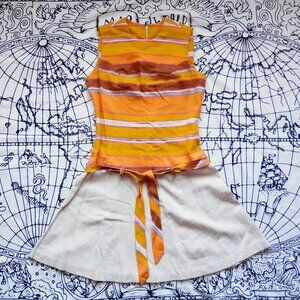 Vintage 1970s  ILGWU Union Made Stripe Belted Dress